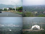 02 Islamabad Modern Buildings, Daman-e-Koh Panoramic View of Islamabad And Shah Faisal Mosque Islamabad, the capital of Pakistan, is located against the backdrop of Margalla Hills at the northern edge of Potohar Plateau. The word Islamabad is Persian for inhabited by Islam. In contrast to its twin city Rawalpindi, it is lush green, spacious and peaceful. We drove by some of modern buildings in Islamabad, went through a trek briefing at the ministry of Tourism, and then drove up to the 1100m low hill over looking Islamabad, known as Daman-e-Koh to get a panoramic hazy view of Islamabad, including the Shah Faisal Mosque.